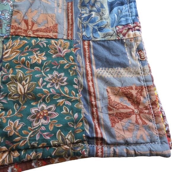 Vintage Handmade Reversable Patchwork Hawaiian Quilt Blanket Throw 42" x 58 Crib - Picture 6 of 8